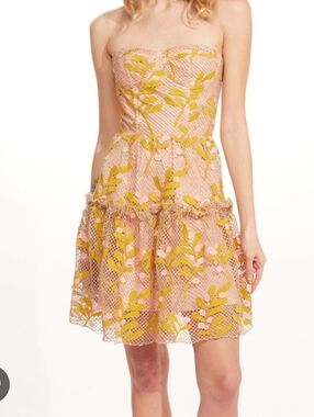Eva Franco Cossete Strapless Mini Dress In Cottage Lace And Floral Embroidery 6.